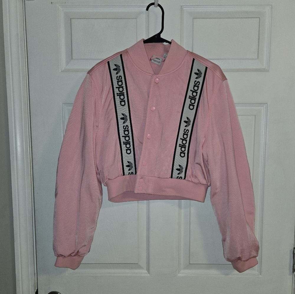 Adidas Pink Falcon Bomber Crop Jacket